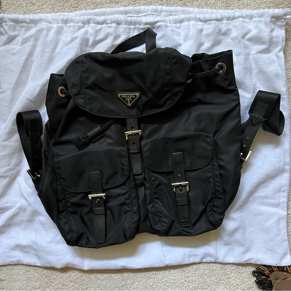 Prada Nylon backpack medium black leather